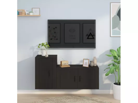 Kauf Unique 2-tlg. TV-Schrank-Set Schwarz Holzwerkstoff