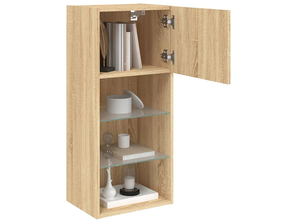 Muebles de TV con luces LED 2 uds roble Sonoma 40,5x30x90 cm