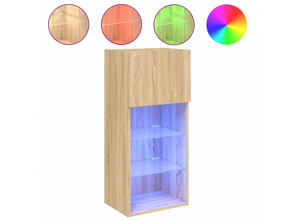Muebles de TV con luces LED 2 uds roble Sonoma 40,5x30x90 cm