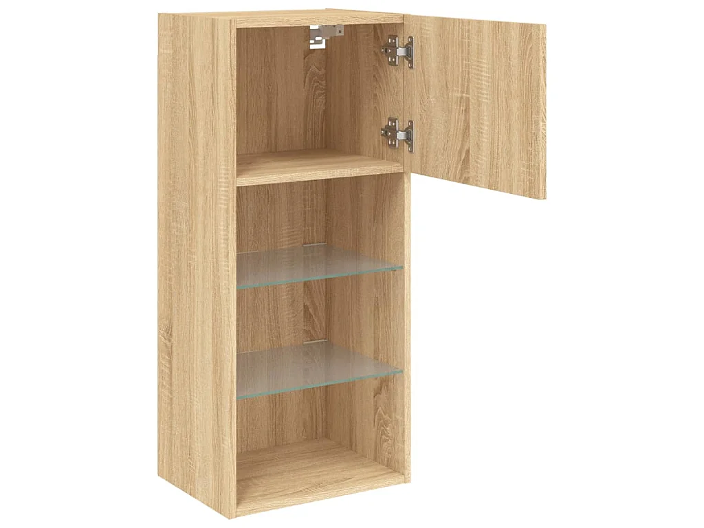 Muebles de TV con luces LED 2 uds roble Sonoma 40,5x30x90 cm