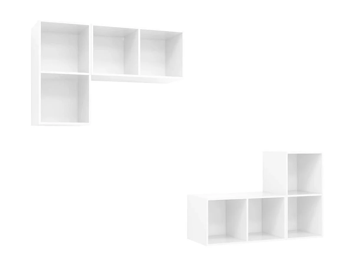 TV-Wandschränke 4 Stk. Hochglanz-Weiß Holzwerkstoff