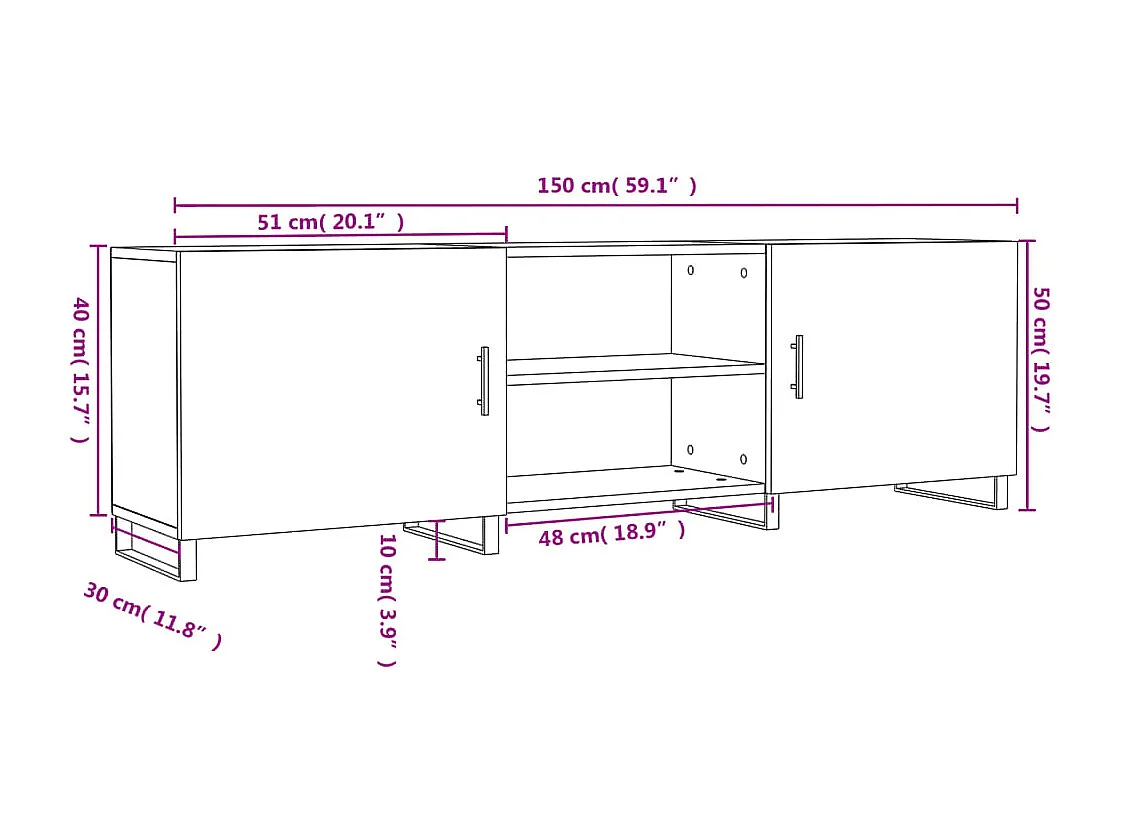 TV-Schrank Hochglanz-Weiß 150x30x50 cm Holzwerkstoff
