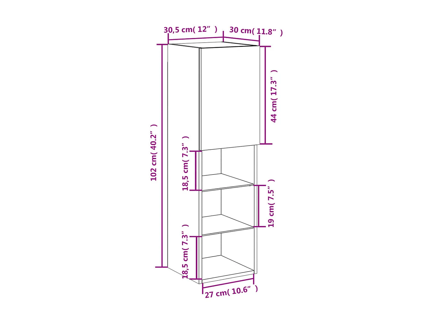 Meubles TV avec lumières LED 2 pcs blanc 30,5x30x102 cm