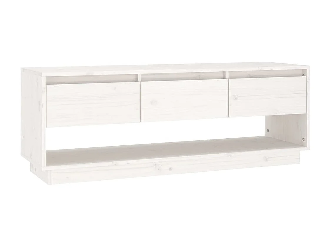 Meuble TV Blanc 110,5x34x40 cm Bois de pin massif