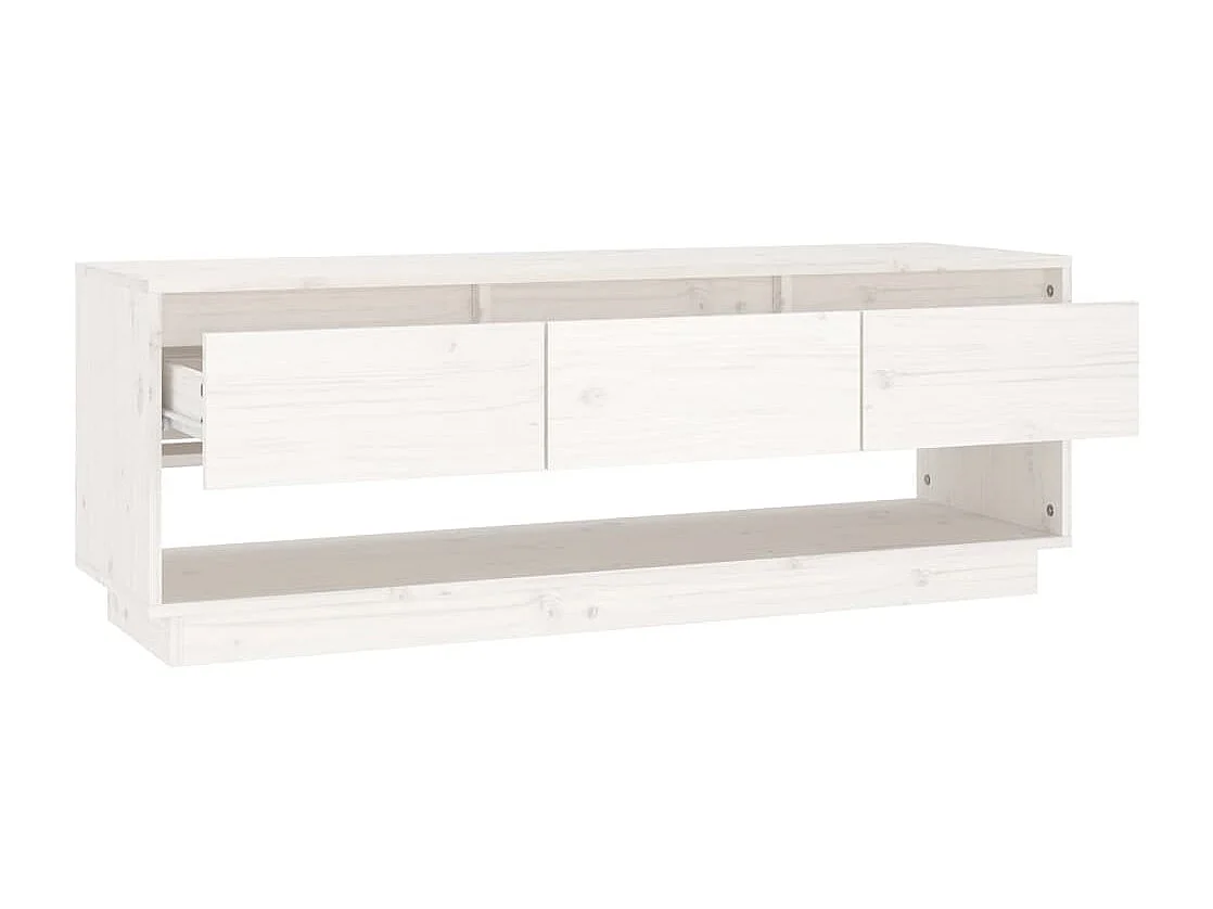 Meuble TV Blanc 110,5x34x40 cm Bois de pin massif