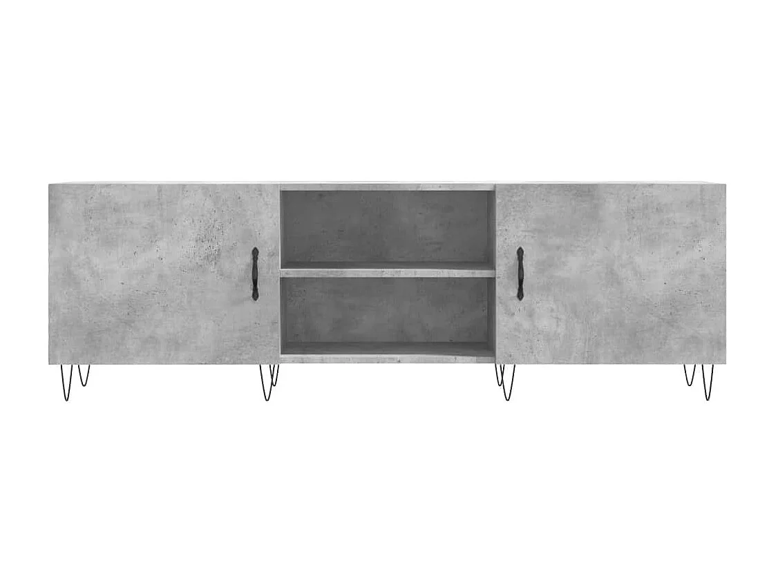 Meuble TV gris béton 150x30x50 cm bois d'ingénierie