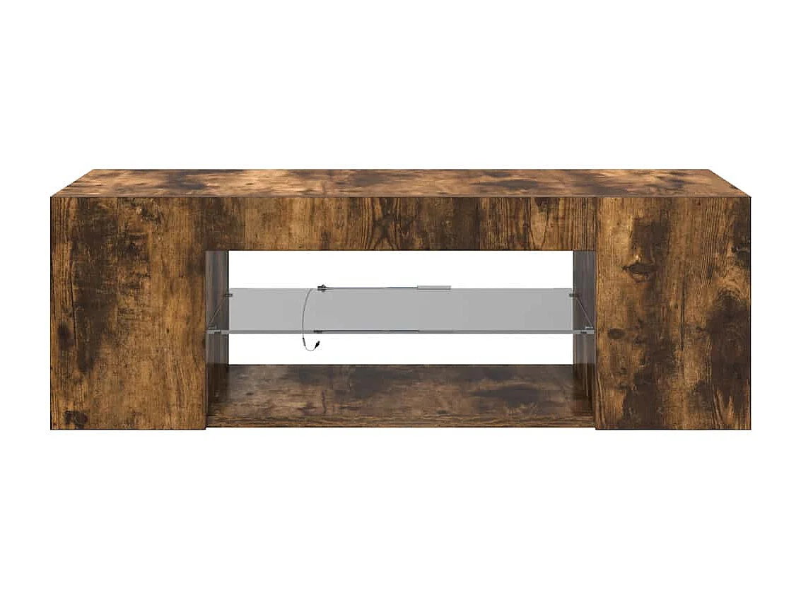 Meuble TV avec lumières LED Chêne fumé 90x39x30 cm