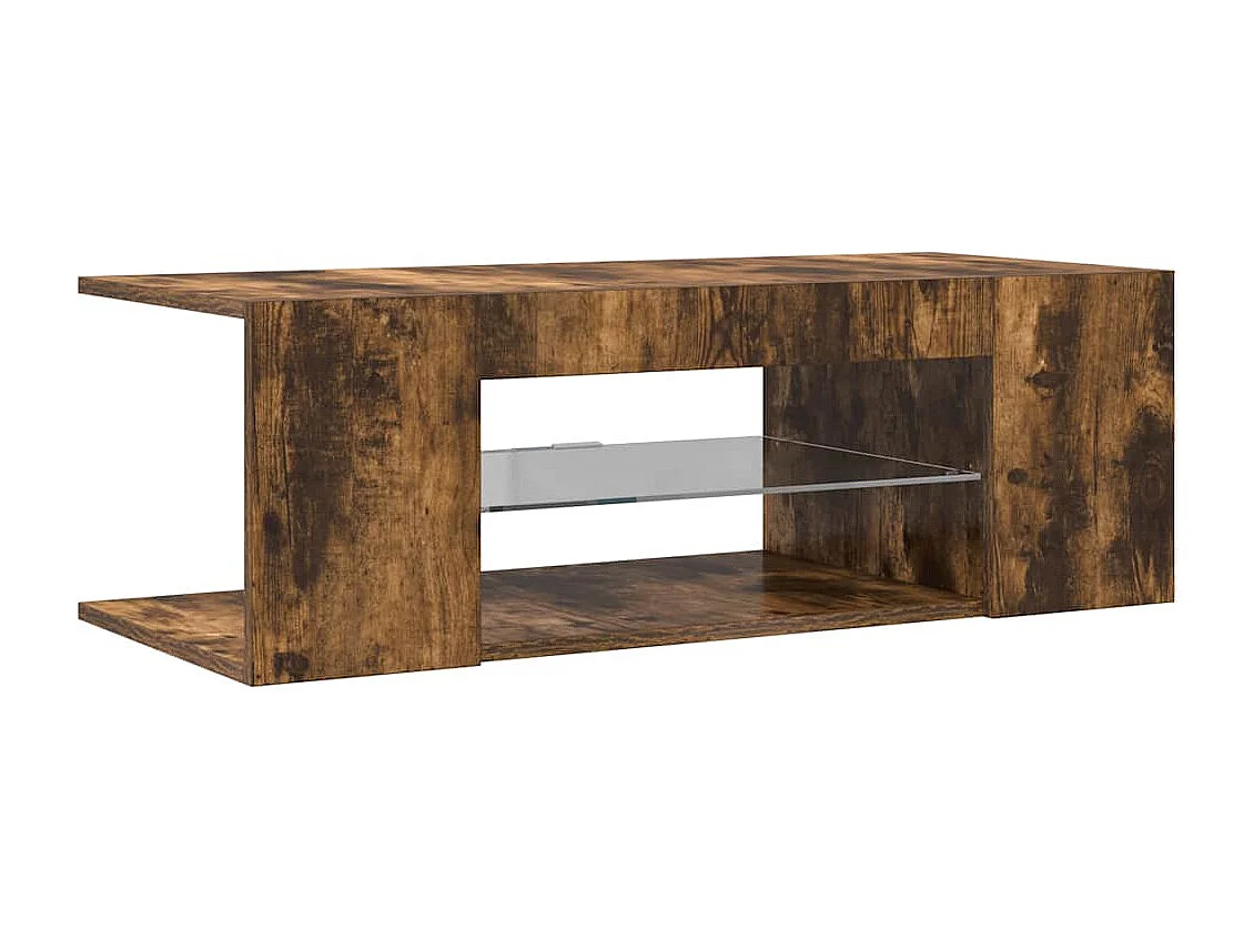 Meuble TV avec lumières LED Chêne fumé 90x39x30 cm