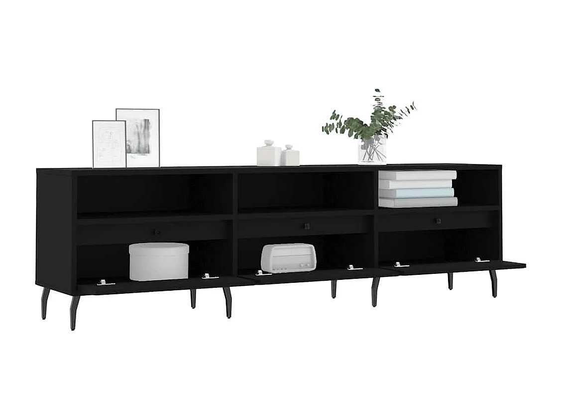 Meuble TV noir 150x30x44,5 cm bois d'ingénierie