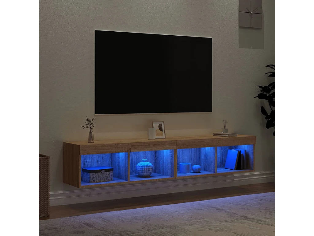 Meubles TV avec lumières LED 2 pcs chêne sonoma 80x30x30 cm