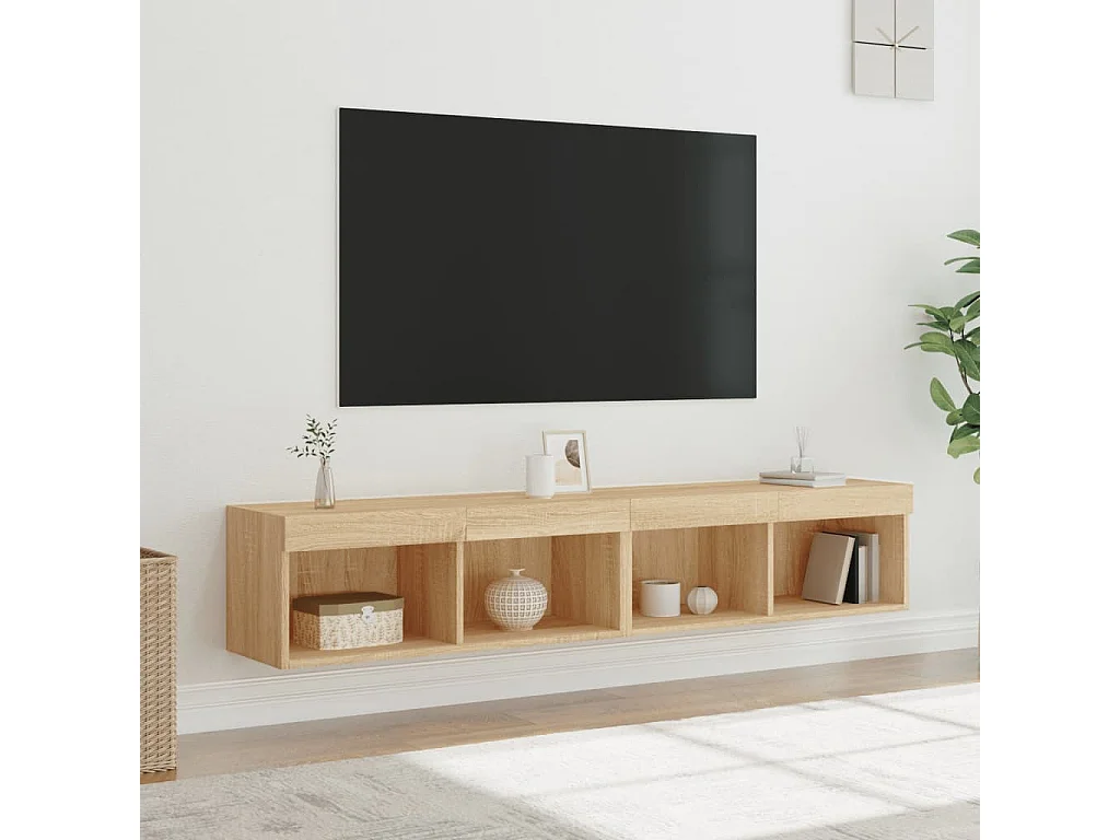 Meubles TV avec lumières LED 2 pcs chêne sonoma 80x30x30 cm
