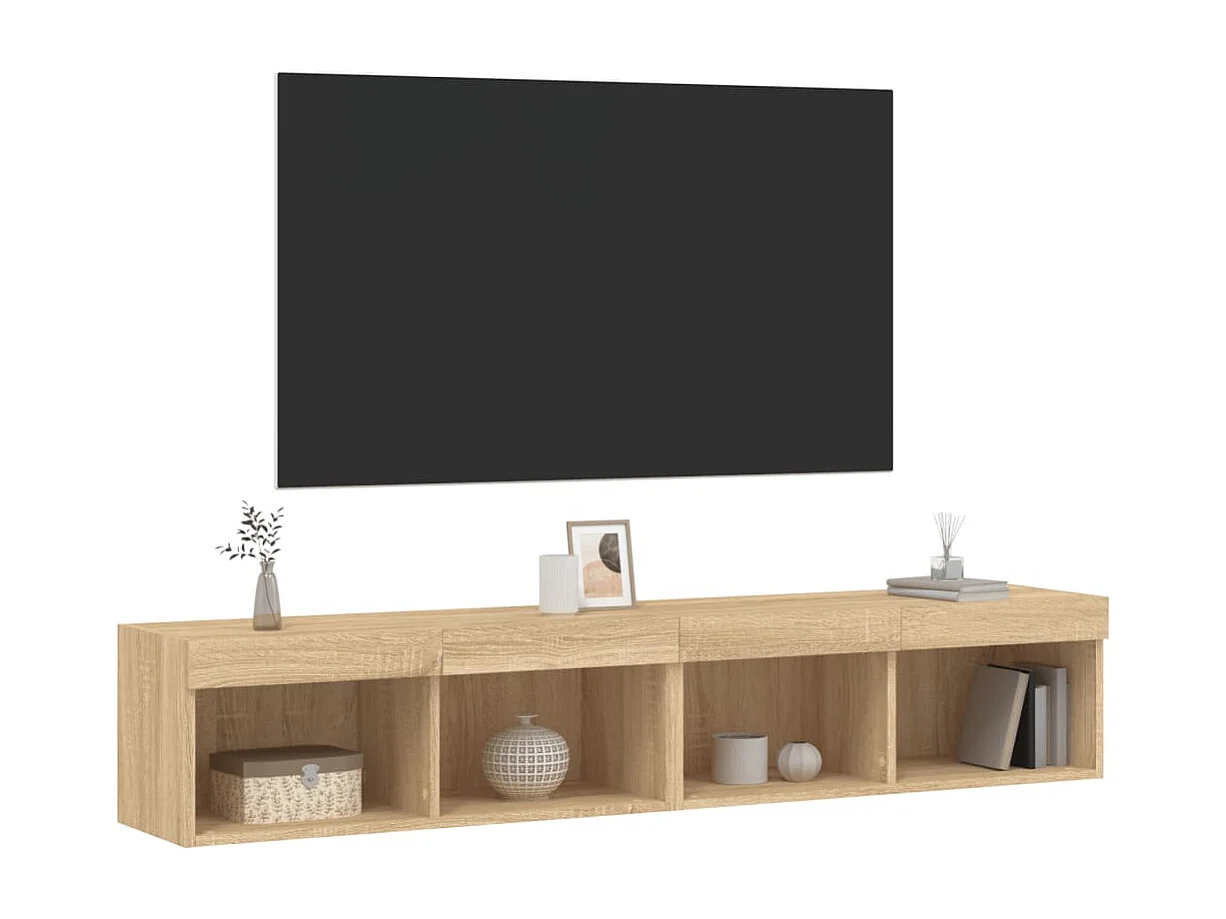 Meubles TV avec lumières LED 2 pcs chêne sonoma 80x30x30 cm