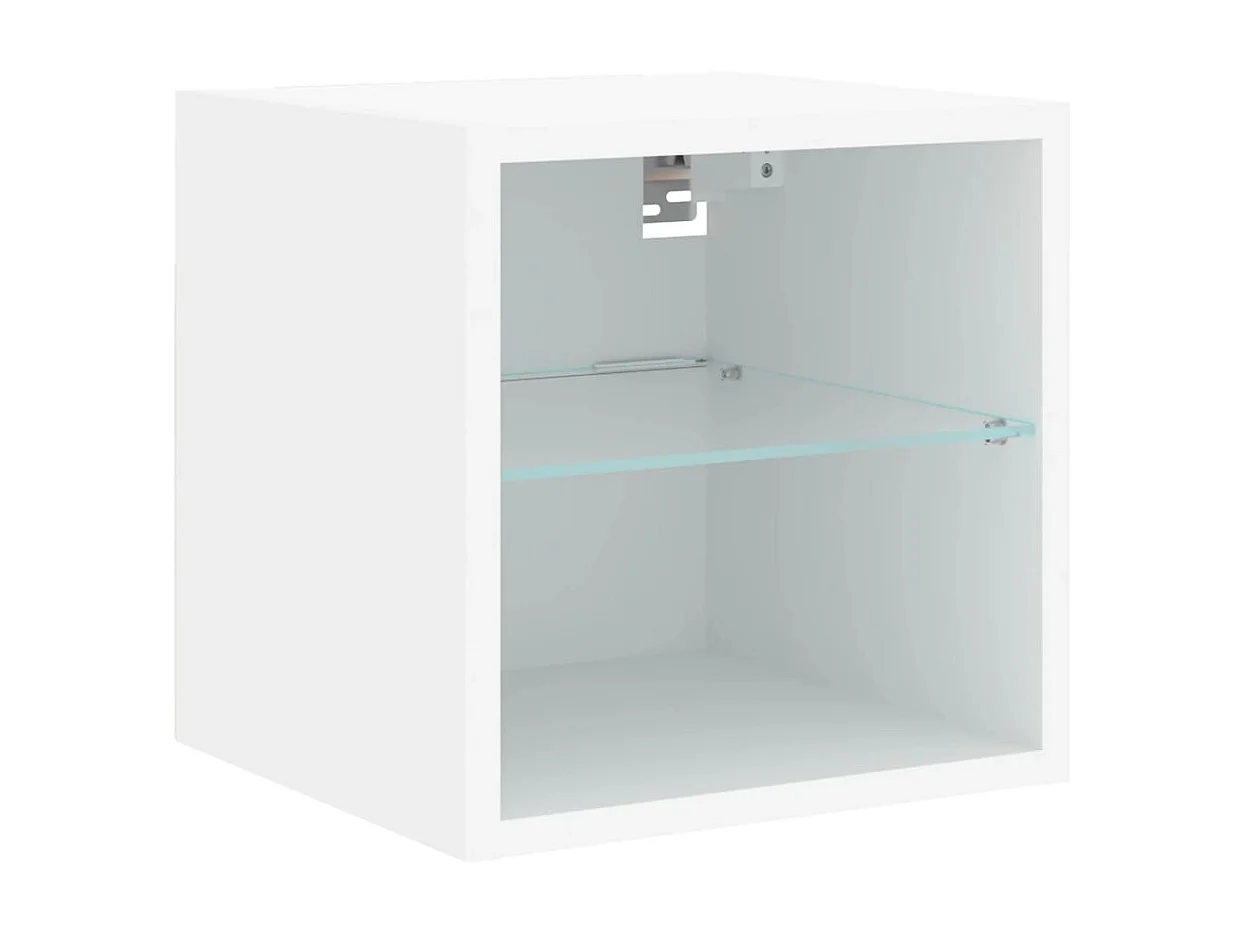 Unités murales TV avec LED 8 pcs blanc bois d'ingénierie