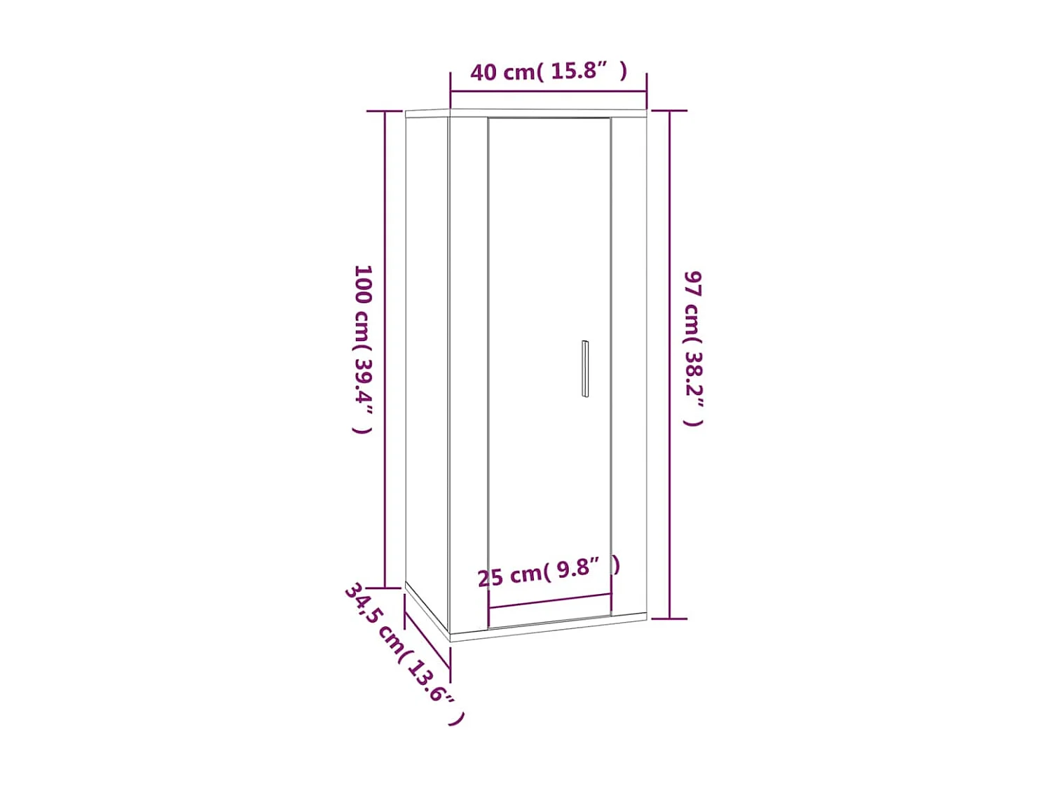 Meuble TV mural Chêne sonoma 40x34,5x100 cm