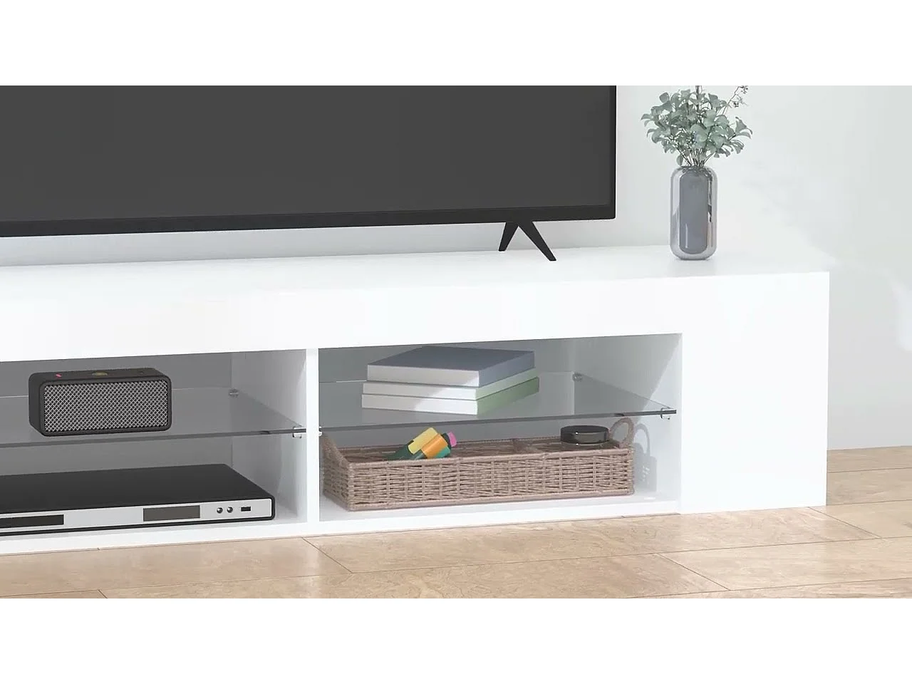 Tv-meubel met LED-verlichting 135x39x30 cm wit