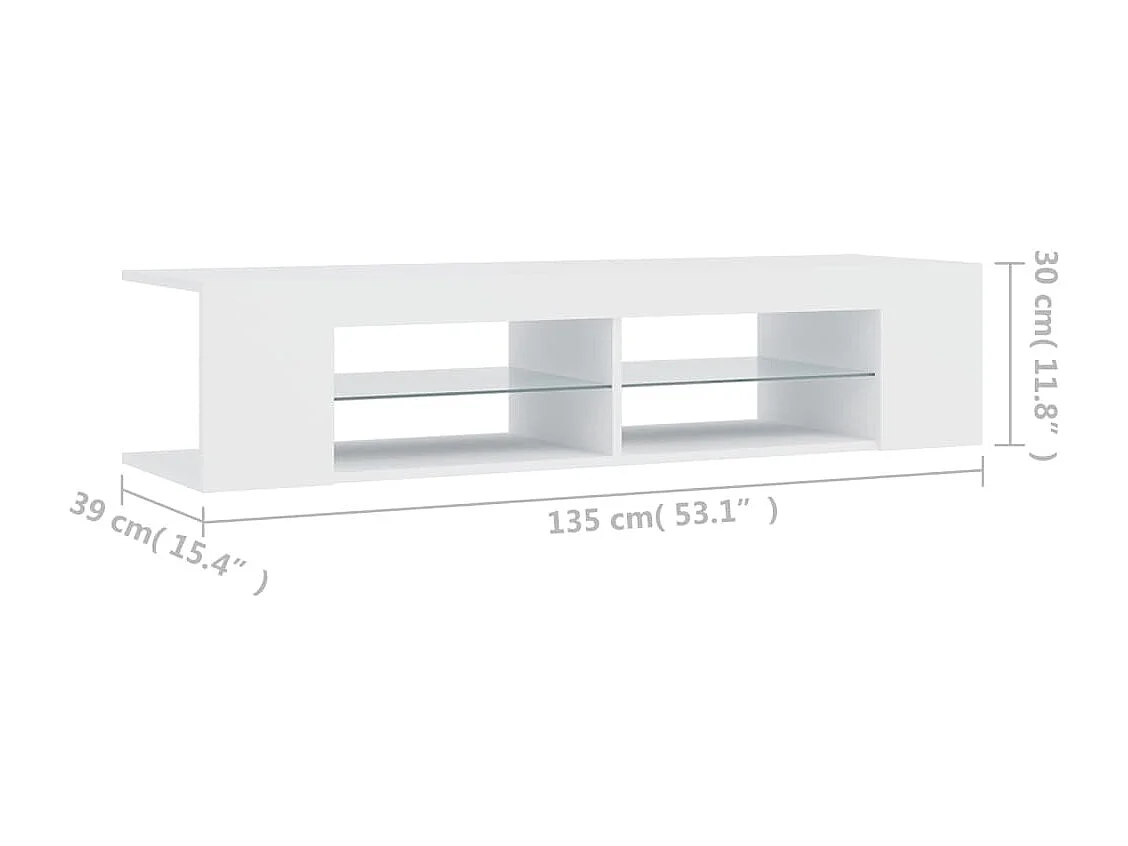 Meuble TV avec lumières LED blanc 135x39x30 cm