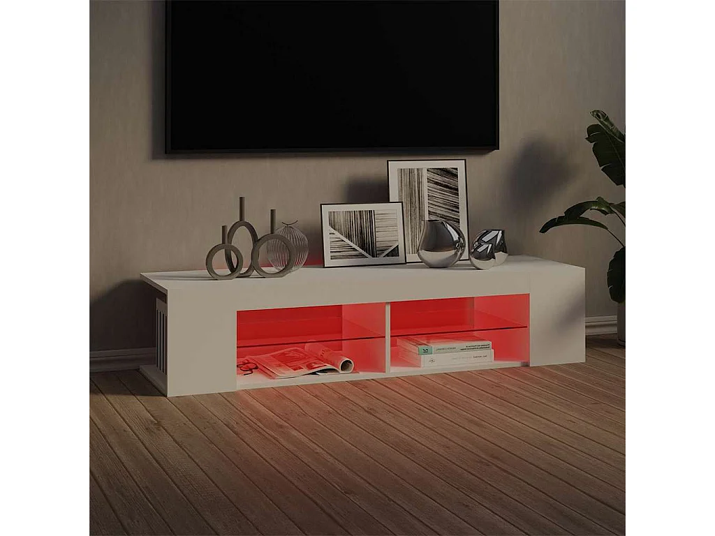 Meuble TV avec lumières LED blanc 135x39x30 cm