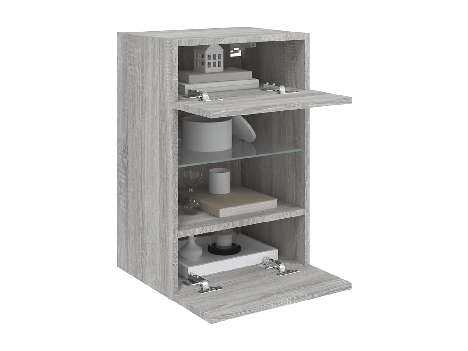 Mobile TV a Parete con Luci LED Grigio Sonoma 40x30x60,5 cm