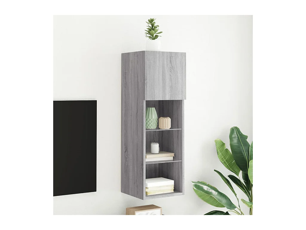 Meuble TV avec lumières LED sonoma gris 30,5x30x90 cm