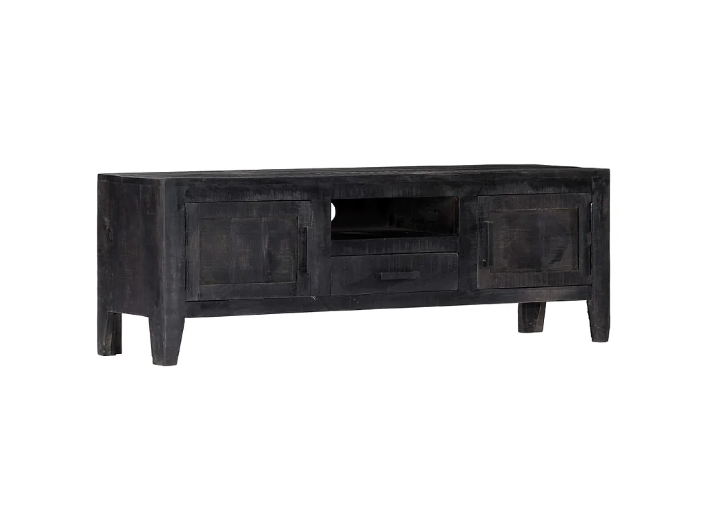 Mobile Porta TV Nero 118x30x40 cm in Legno Massello di Mango