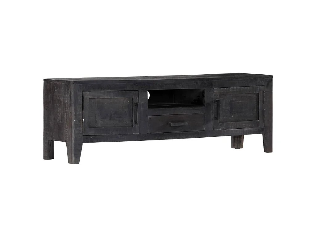 Mobile Porta TV Nero 118x30x40 cm in Legno Massello di Mango