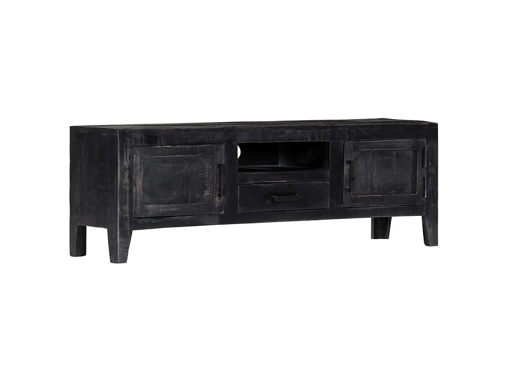 Mobile Porta TV Nero 118x30x40 cm in Legno Massello di Mango
