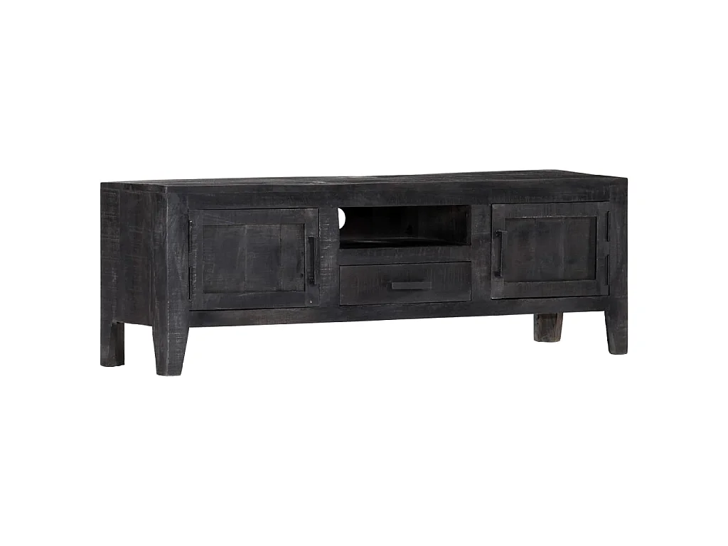 Mobile Porta TV Nero 118x30x40 cm in Legno Massello di Mango