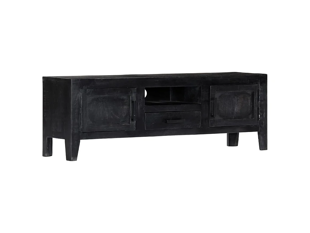 Mobile Porta TV Nero 118x30x40 cm in Legno Massello di Mango