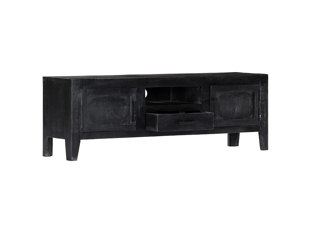 Mobile Porta TV Nero 118x30x40 cm in Legno Massello di Mango