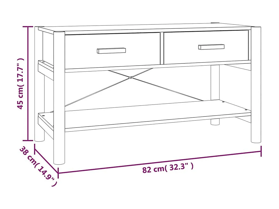 Tv-meubel 82x38x45 cm bewerkt hout wit