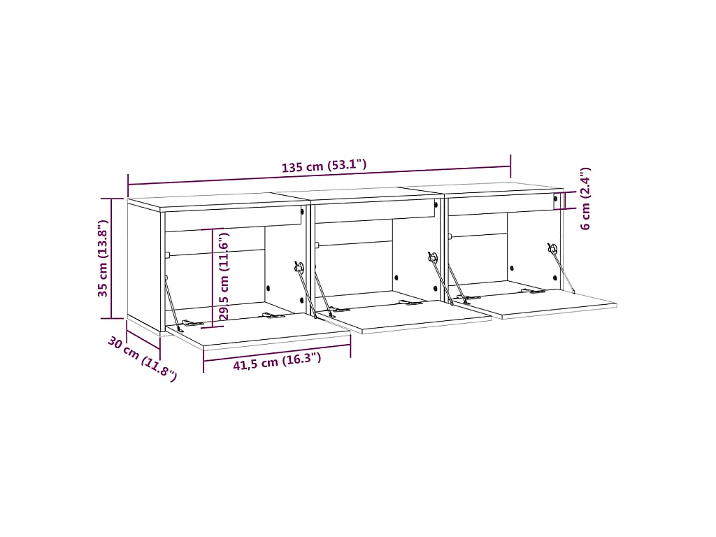 TV-Schränke 3 Stk. Honigbraun Massivholz Kiefer