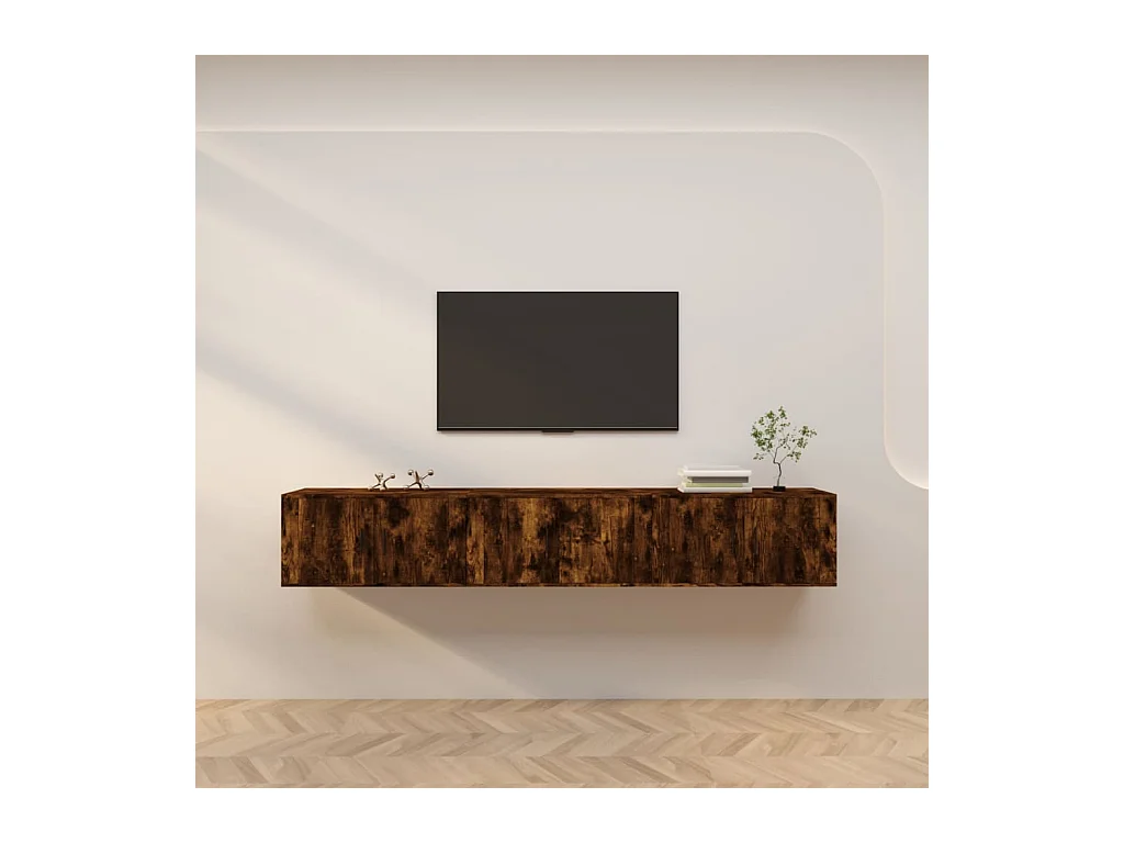 Meubles TV muraux 3 pcs chêne fumé 80x34,5x40 cm