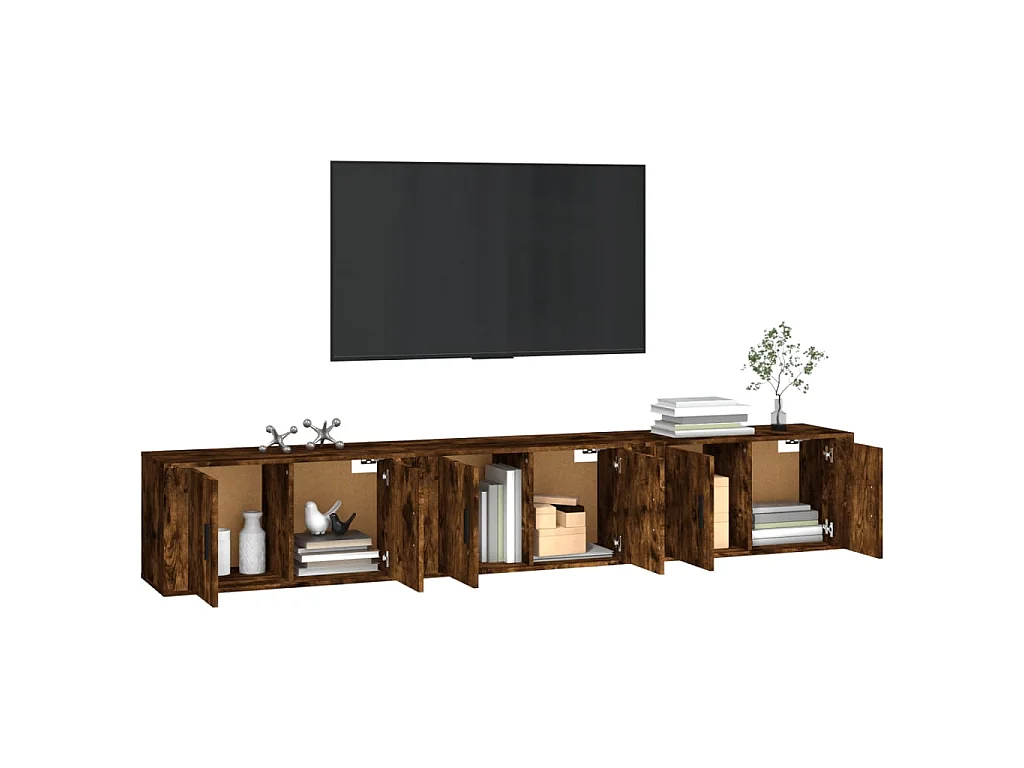 Meubles TV muraux 3 pcs chêne fumé 80x34,5x40 cm