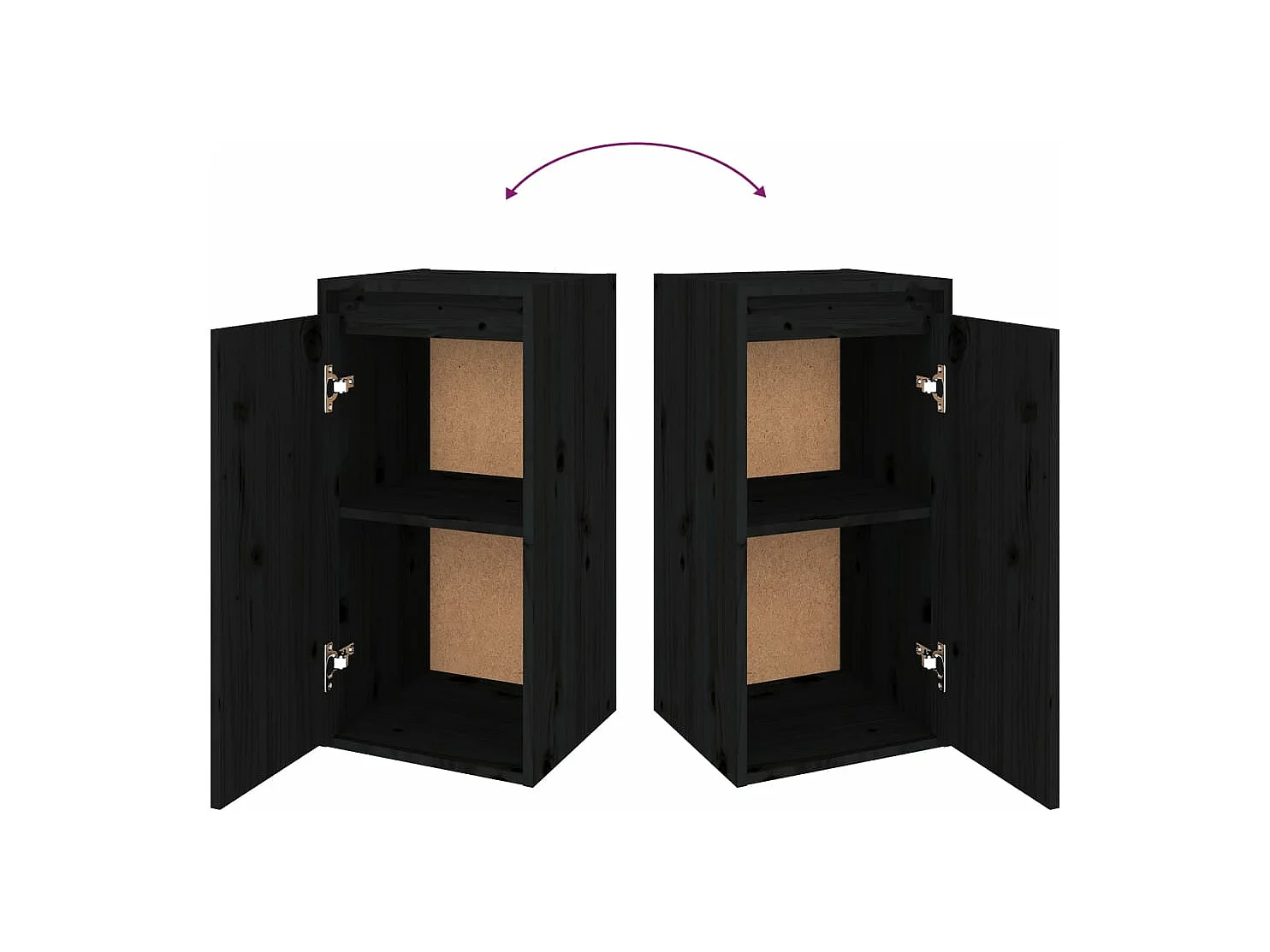 Tv-meubelen 2 st massief grenenhout zwart