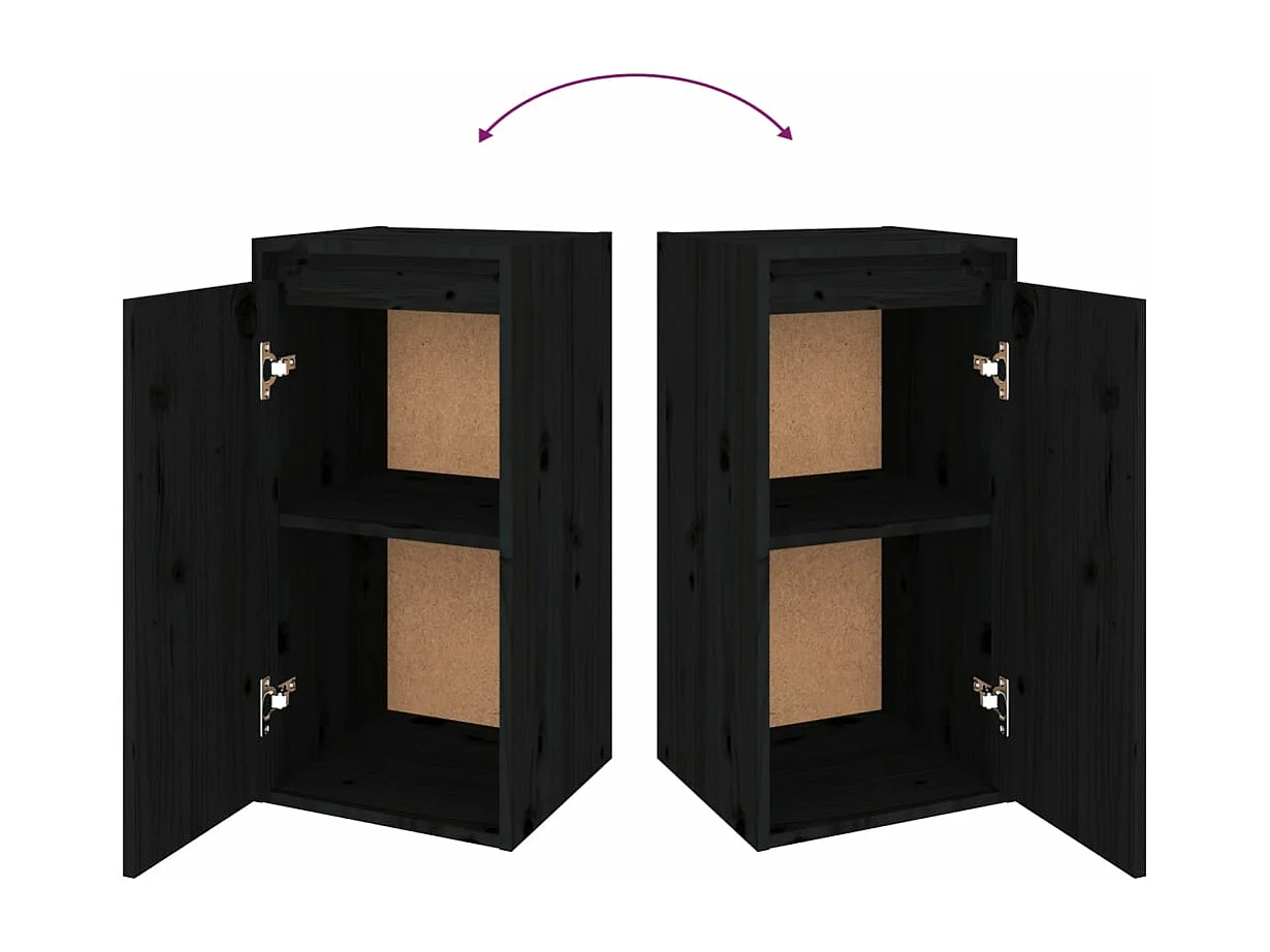 Tv-meubelen 2 st massief grenenhout zwart