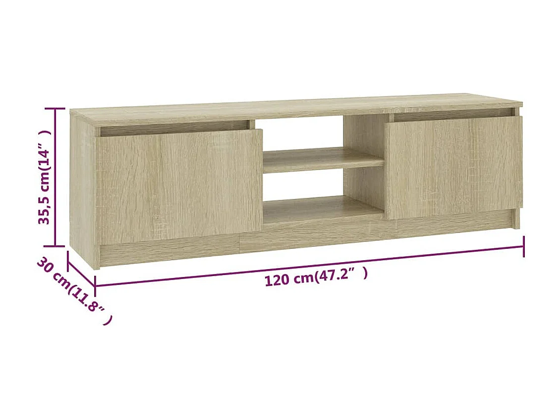 Meuble TV Chêne sonoma 120x30x35,5 cm Bois d’ingénierie