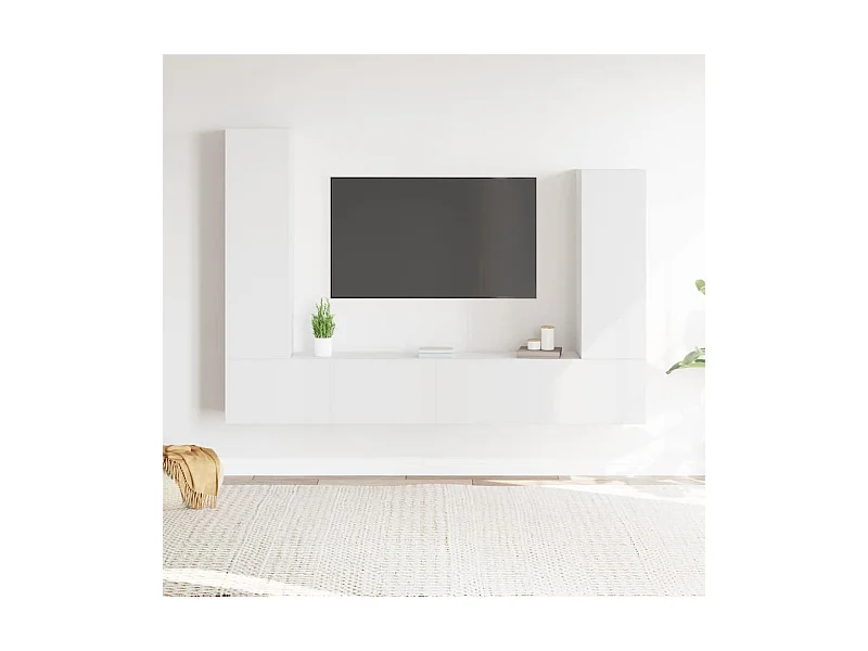 4-delige Tv-meubelset bewerkt hout wit