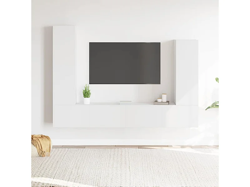 4-delige Tv-meubelset bewerkt hout wit