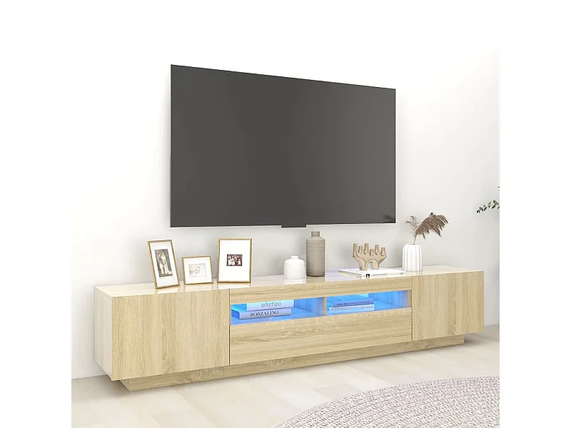 TV-Schrank mit LED-Leuchten Sonoma-Eiche 200x35x40 cm