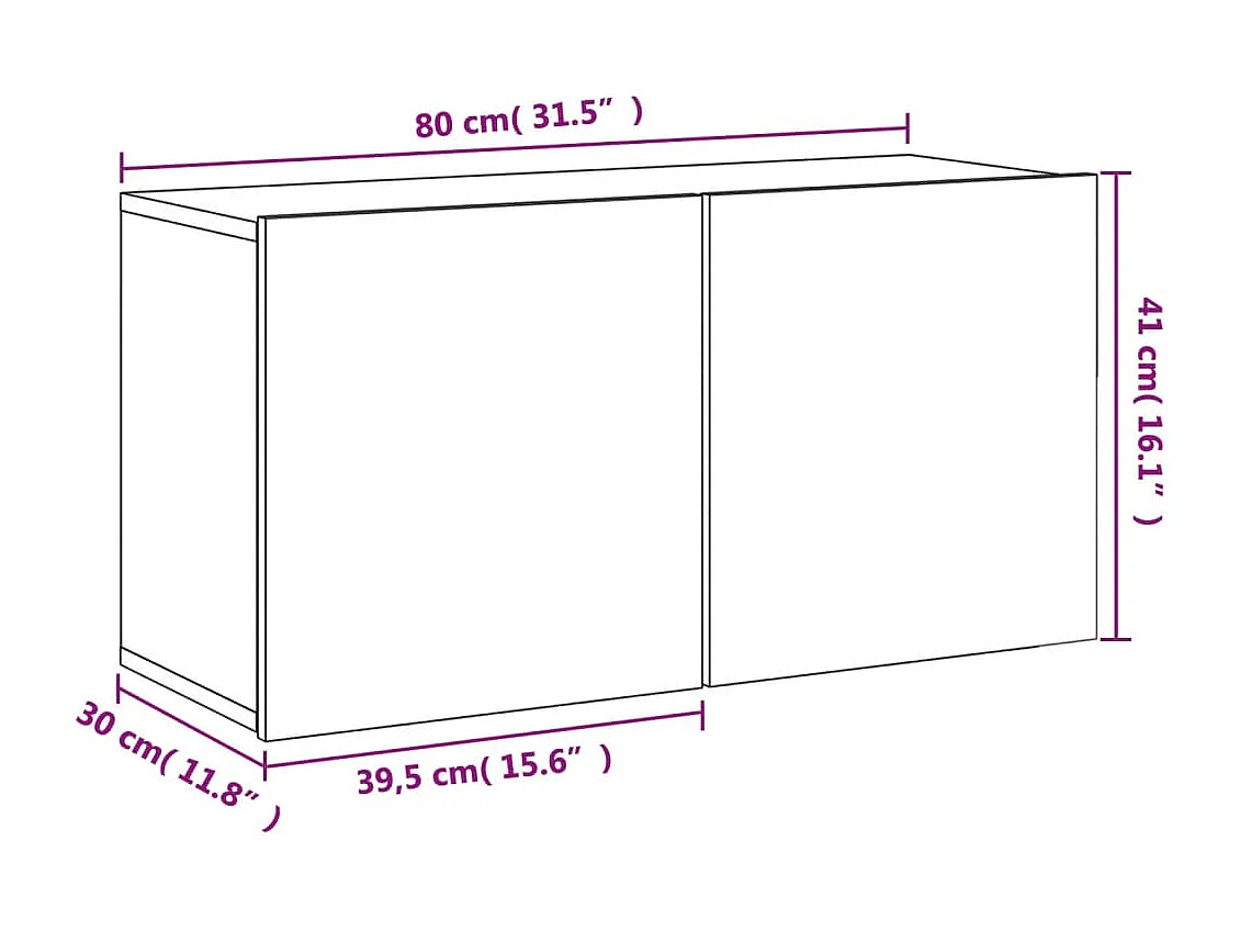 Móvel de parede para TV 80x30x41 cm branco