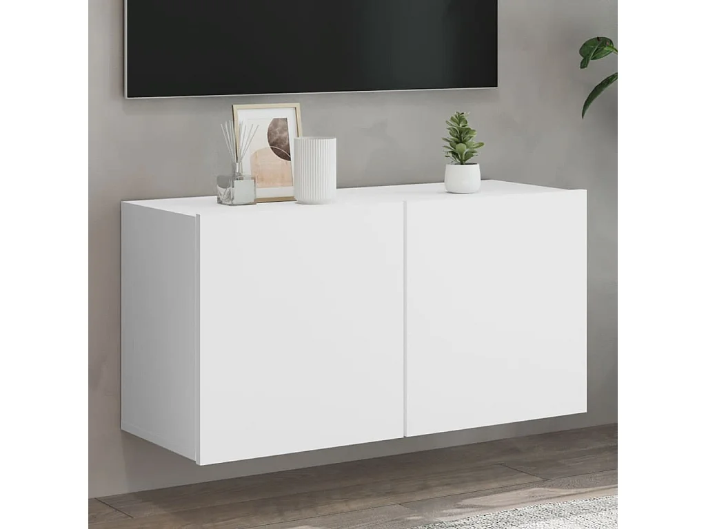 Meuble TV mural blanc 80x30x41 cm