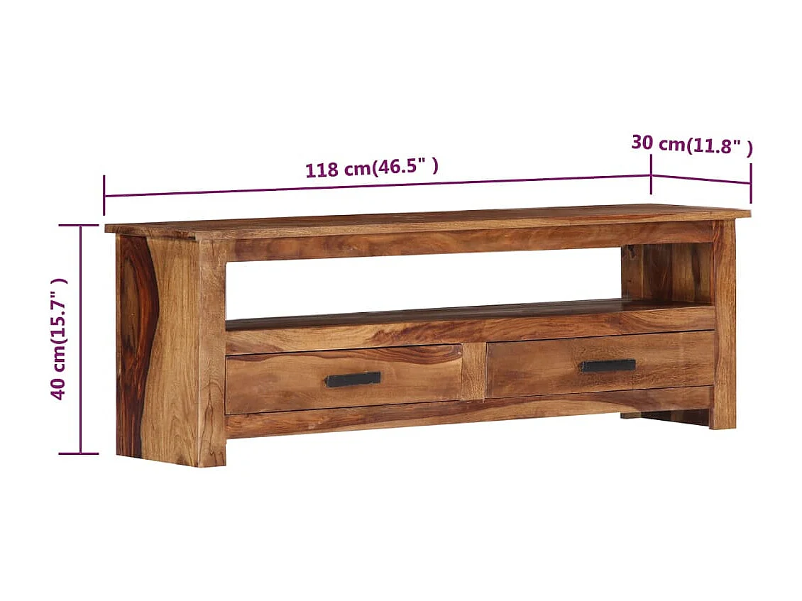 Meuble TV 118x30x40 cm Bois massif