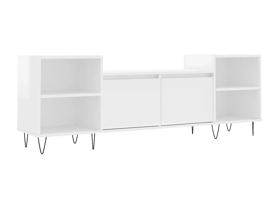 Meuble TV Blanc brillant 160x35x55 cm Bois d'ingénierie