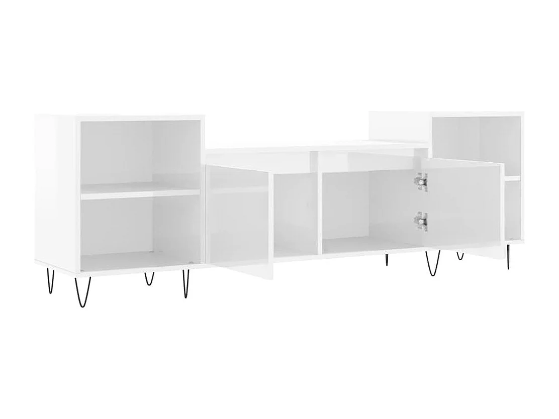 Meuble TV Blanc brillant 160x35x55 cm Bois d'ingénierie