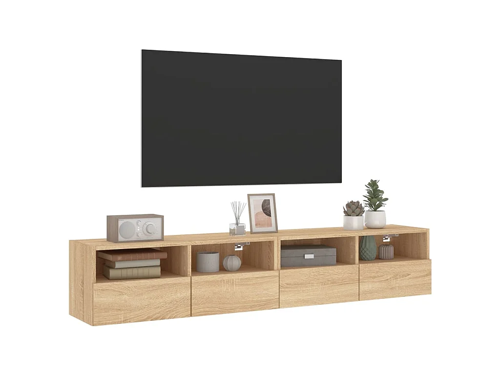 Meubles TV muraux 2 pcs chêne sonoma 80x30x30cm bois ingénierie