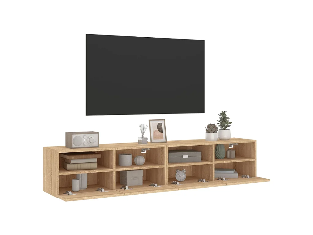 Meubles TV muraux 2 pcs chêne sonoma 80x30x30cm bois ingénierie