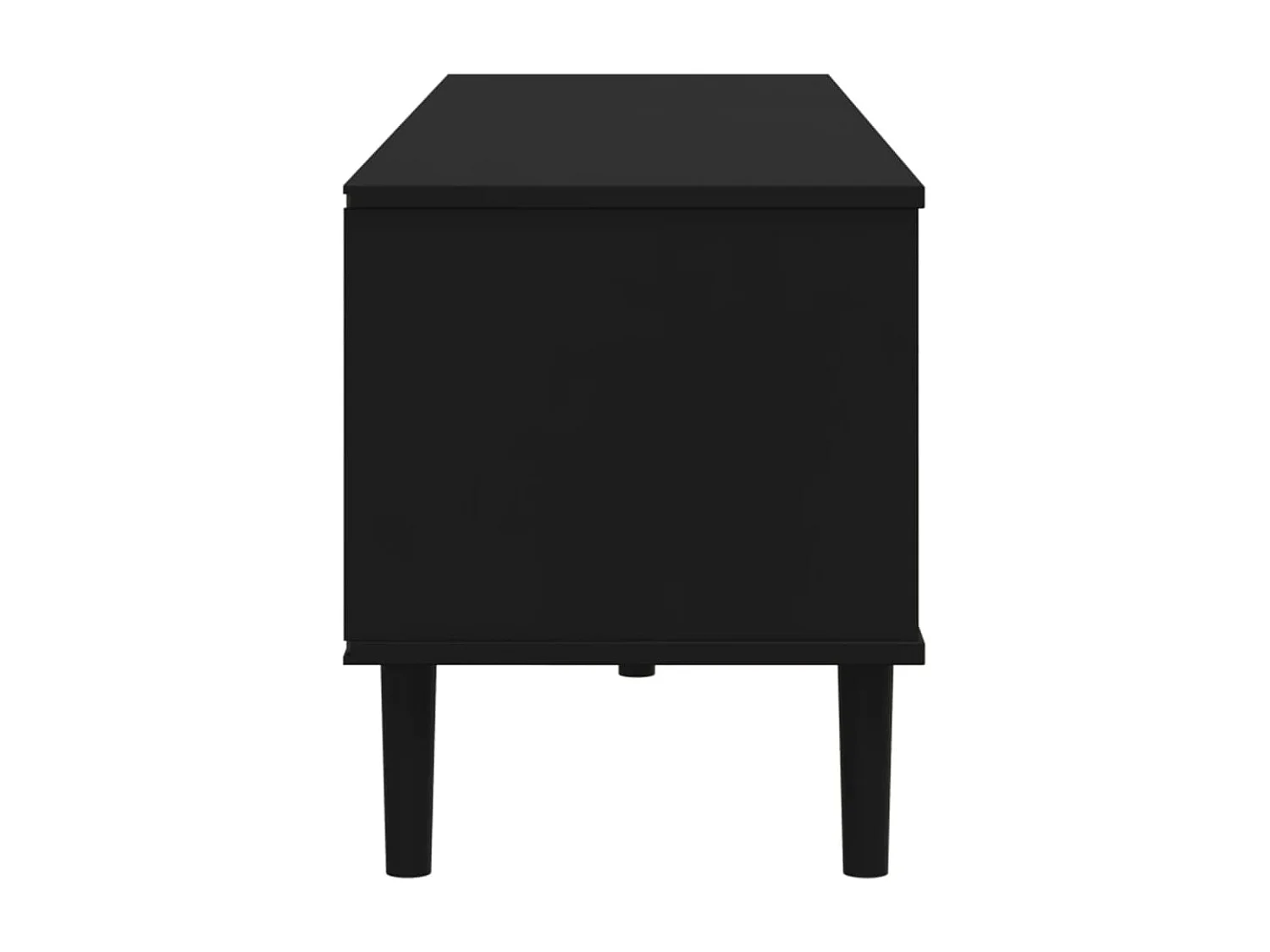 Meuble TV SENJA aspect rotin noir 158x40x49cm bois massif pin