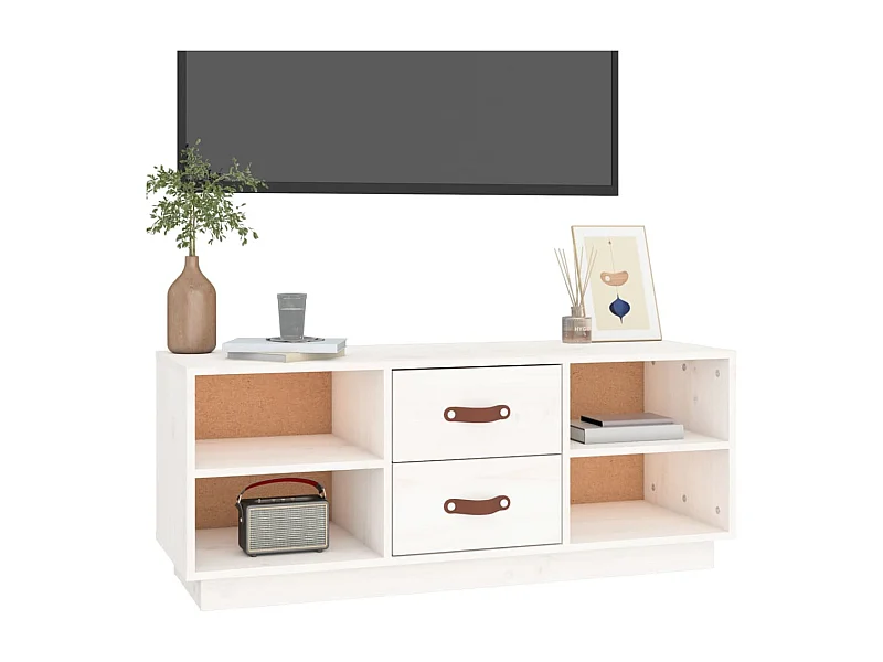 TV-Schrank Weiß 100x34x40 cm Massivholz Kiefer