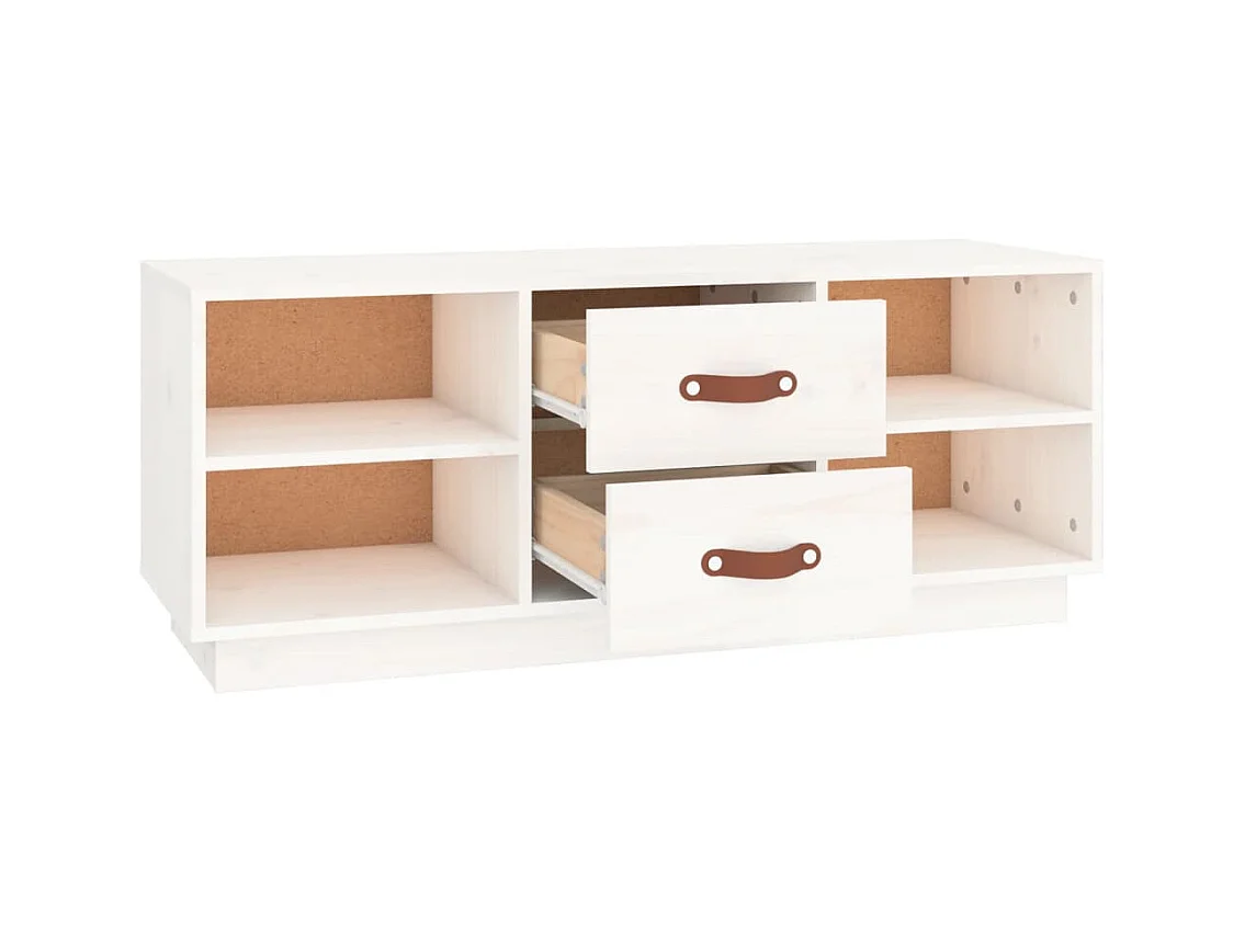 Tv-meubel 100x34x40 cm massief grenenhout wit
