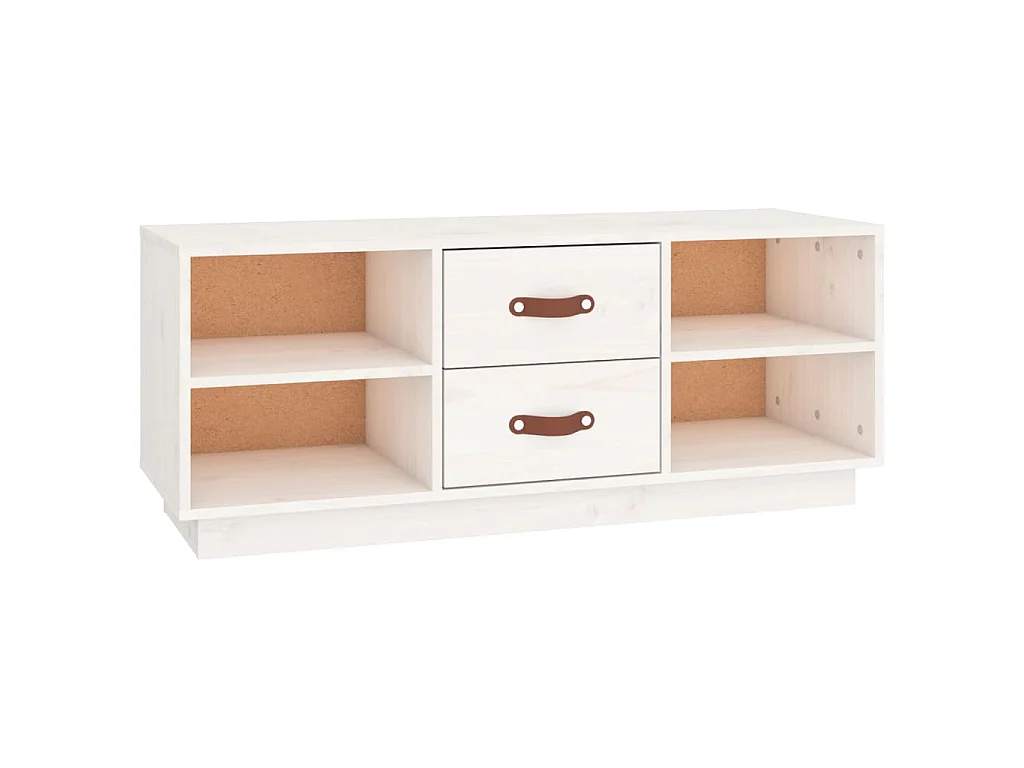 Meuble TV Blanc 100x34x40 cm Bois de pin massif